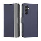 For Samsung Galaxy A54 5G Twill Texture Side Button Leather Phone Case(Blue) - 1
