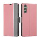 For Samsung Galaxy M34 5G / F34 5G Twill Texture Side Button Leather Phone Case(Pink) - 1