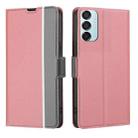 For Samsung Galaxy M15 5G Twill Texture Side Button Leather Phone Case(Pink) - 1