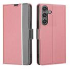 For Samsung Galaxy S24 5G Twill Texture Side Button Leather Phone Case(Pink) - 1