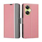 For OnePlus Nord CE 3 Lite 5G Twill Texture Side Button Leather Phone Case(Pink) - 1