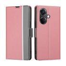 For OnePlus Nord CE3 5G Twill Texture Side Button Leather Phone Case(Pink) - 1