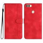 For Huawei P smart  Heart Pattern Skin Feel Leather Phone Case(Red) - 1