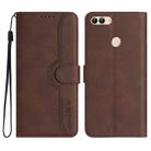 For Huawei P smart  Heart Pattern Skin Feel Leather Phone Case(Brown) - 1