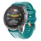 For Garmin Fenix 7S / 6S Pro / 5S Plus 20mm Rose Gold Buckle Silicone Watch Band(Blue Green) - 1