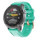 For Garmin Fenix 7S / 6S Pro / 5S Plus 20mm Rose Gold Buckle Silicone Watch Band(Teal Green) - 1