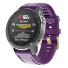 For Garmin Fenix 7S / 6S Pro / 5S Plus 20mm Rose Gold Buckle Silicone Watch Band(Purple) - 1