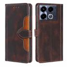 For Infinix Note 40 4G Skin Feel Magnetic Buckle Leather Phone Case(Brown) - 1