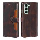 For Infinix Hot 50 4G Skin Feel Magnetic Buckle Leather Phone Case(Brown) - 1