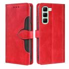 For Infinix Hot 50 4G Skin Feel Magnetic Buckle Leather Phone Case(Red) - 1