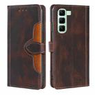 For Infinix Hot 50 5G Skin Feel Magnetic Buckle Leather Phone Case(Brown) - 1