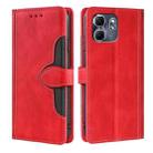 For Infinix Hot 50i 4G Skin Feel Magnetic Buckle Leather Phone Case(Red) - 1