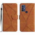 For TCL 30 SE / 30E /306/305 Stitching Embossed Leather Phone Case(Brown) - 1