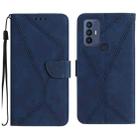 For TCL 30 SE / 30E /306/305 Stitching Embossed Leather Phone Case(Blue) - 1