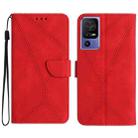 For TCL 40 SE Stitching Embossed Leather Phone Case(Red) - 1