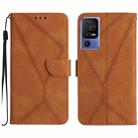 For TCL 40 SE Stitching Embossed Leather Phone Case(Brown) - 1