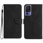 For TCL 40 SE Stitching Embossed Leather Phone Case(Black) - 1