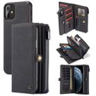 For iPhone 11 CaseMe 018 Detachable Multi-functional Horizontal Flip Leather Case, with Card Slot & Holder & Zipper Wallet & Photo Frame(Black) - 1