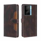 For vivo iQOO Z7x Skin Feel Magnetic Buckle Leather Phone Case(Brown) - 1
