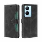 For vivo Y78 Plus 5G Skin Feel Magnetic Buckle Leather Phone Case(Black) - 1