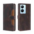 For vivo Y78 Plus 5G Skin Feel Magnetic Buckle Leather Phone Case(Brown) - 1