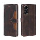 For OPPO A1 5G Skin Feel Magnetic Buckle Leather Phone Case(Brown) - 1