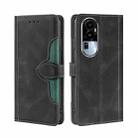 For OPPO Reno10 5G Skin Feel Magnetic Buckle Leather Phone Case(Black) - 1