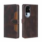 For OPPO Reno10 5G Skin Feel Magnetic Buckle Leather Phone Case(Brown) - 1