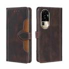 For OPPO Reno10 Pro 5G Skin Feel Magnetic Buckle Leather Phone Case(Brown) - 1