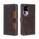 For OPPO Reno10 Pro+ 5G Skin Feel Magnetic Buckle Leather Phone Case(Brown) - 1