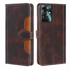 For OPPO Reno11 F 5G Skin Feel Magnetic Buckle Leather Phone Case(Brown) - 1