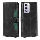 For OPPO A3 Pro 5G India Skin Feel Magnetic Buckle Leather Phone Case(Black) - 1
