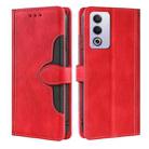 For OPPO A3 Pro 5G India Skin Feel Magnetic Buckle Leather Phone Case(Red) - 1