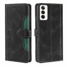 For OPPO Reno12 5G Global Skin Feel Magnetic Buckle Leather Phone Case(Black) - 1