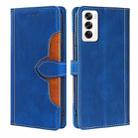 For OPPO Reno12 5G Global Skin Feel Magnetic Buckle Leather Phone Case(Blue) - 1