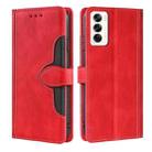 For OPPO Reno12 5G Global Skin Feel Magnetic Buckle Leather Phone Case(Red) - 1