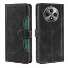 For OPPO Reno12 F 5G Skin Feel Magnetic Buckle Leather Phone Case(Black) - 1