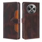 For OPPO Reno12 F 5G Skin Feel Magnetic Buckle Leather Phone Case(Brown) - 1