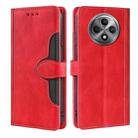 For OPPO Reno12 F 5G Skin Feel Magnetic Buckle Leather Phone Case(Red) - 1