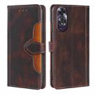 For OPPO A60 4G Global Skin Feel Magnetic Buckle Leather Phone Case(Brown) - 1