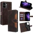 For OPPO Reno13 F 5G / 4G Skin Feel Magnetic Buckle Leather Phone Case(Brown) - 1