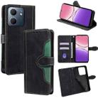 For OPPO A5x 5G Global Skin Feel Magnetic Buckle Leather Phone Case(Black) - 1