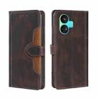 For Realme GT Neo5 SE Skin Feel Magnetic Buckle Leather Phone Case(Brown) - 1