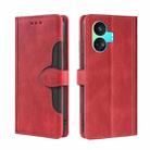 For Realme GT Neo5 SE Skin Feel Magnetic Buckle Leather Phone Case(Red) - 1