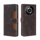 For Realme 11 Pro / 11 Pro+ 5G Skin Feel Magnetic Buckle Leather Phone Case(Brown) - 1