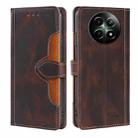 For Realme 12 5G Skin Feel Magnetic Buckle Leather Phone Case(Brown) - 1