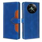 For Realme 12 5G Skin Feel Magnetic Buckle Leather Phone Case(Blue) - 1