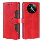 For Realme 12 5G Skin Feel Magnetic Buckle Leather Phone Case(Red) - 1