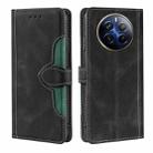 For Realme 12 Pro 5G Skin Feel Magnetic Buckle Leather Phone Case(Black) - 1