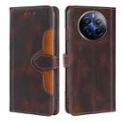 For Realme 12 Pro 5G Skin Feel Magnetic Buckle Leather Phone Case(Brown) - 1